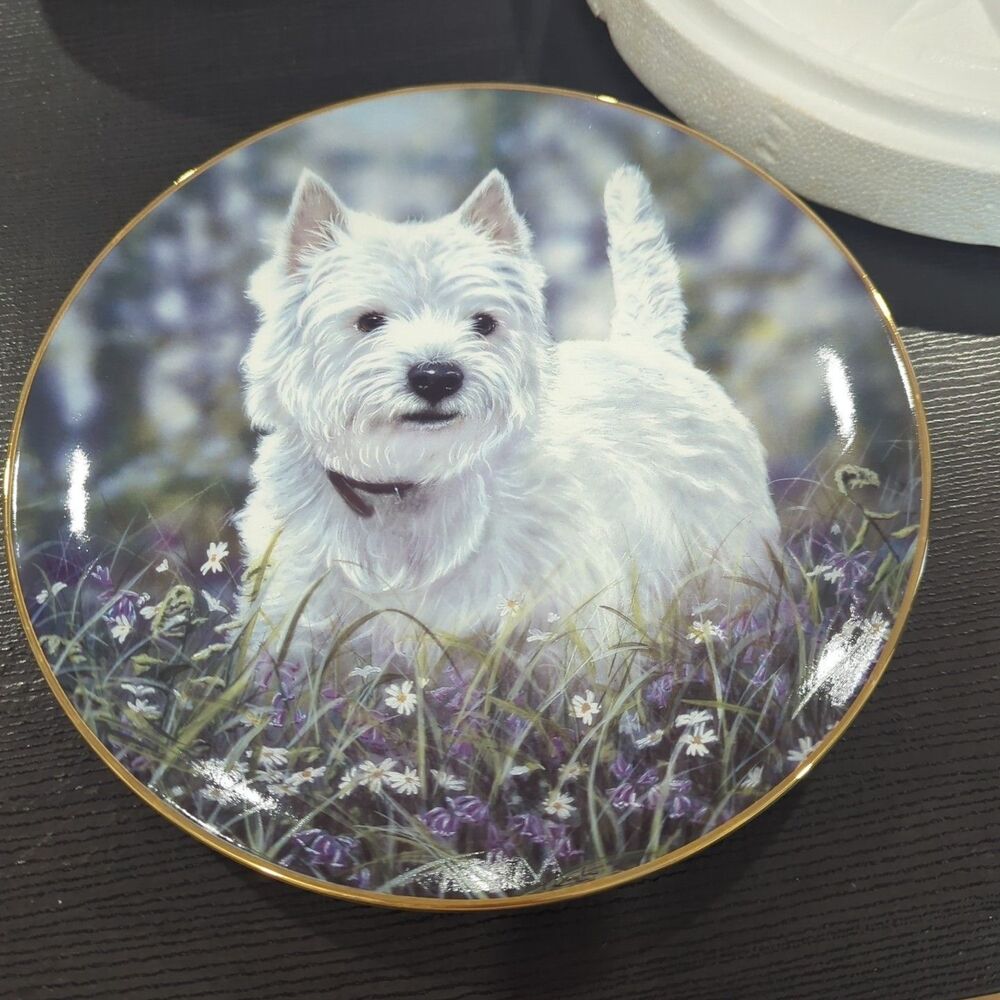 West Highland Terriers The Bluebell Trail Westie Dog Plate by Danbury Mint D1606